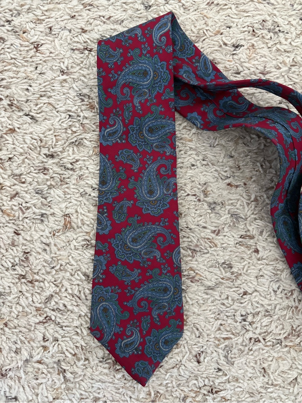 Vintage Envoy Tie - Red & Blue Paisley Print - Classic Business Necktie